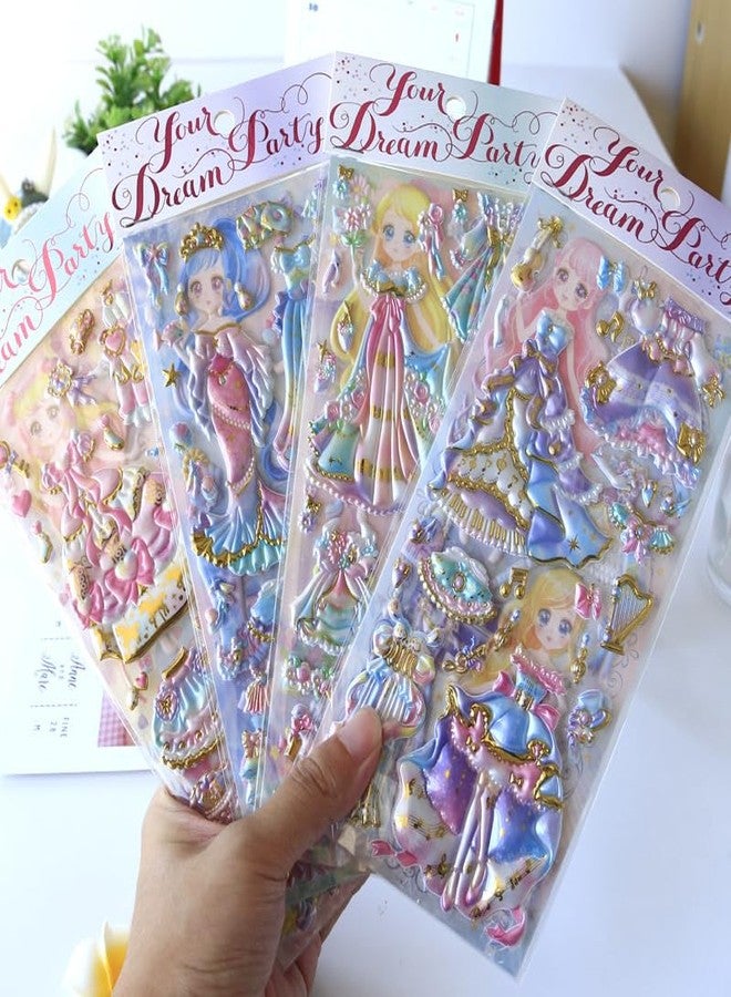 NVF 3D Puffy Princess Party Stickers Set for Kids - Dream Party Fairy Girl Stickers with Dresses & Accessories for Scrapbooking, Journals, School Projects & DIY Crafts - Image 1